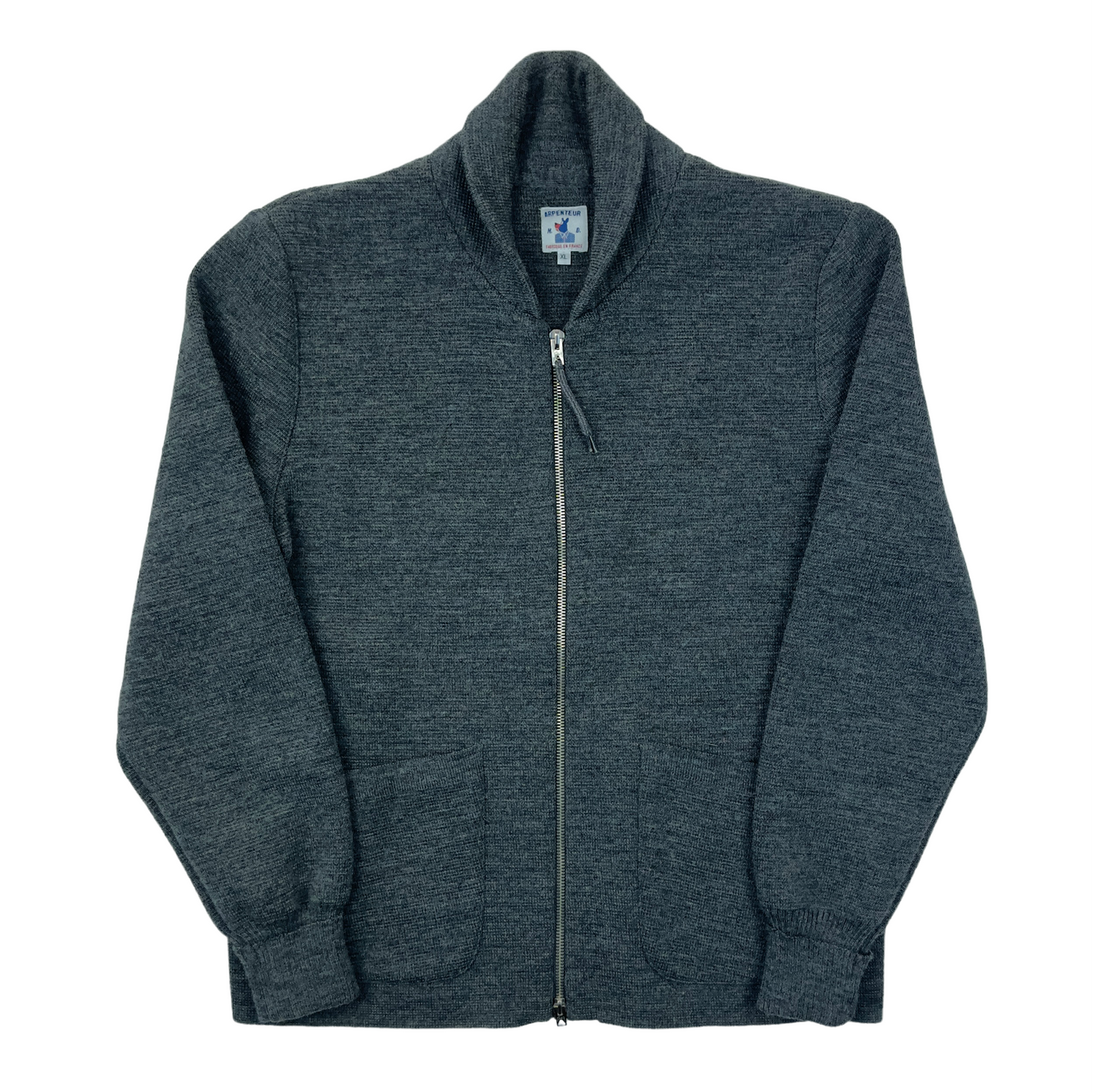 Wool Zip Shawl Collar Cardigan