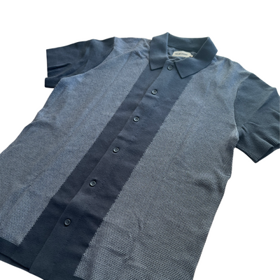 Button Down Polo - Marine Seed Stitch