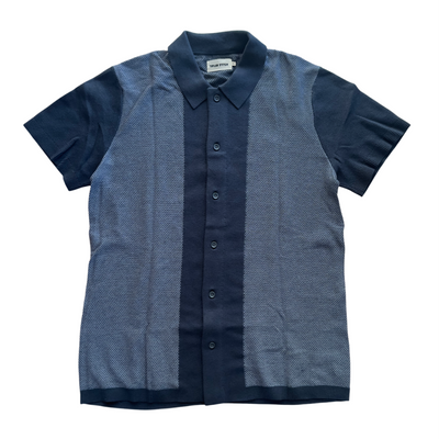 Button Down Polo - Marine Seed Stitch